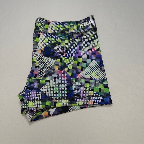 FILA Pink MULTI COLOR GEOMETRIC PERFORMANCE RUNNING/WALKING SHORT SIZE L - Picture 4 of 5